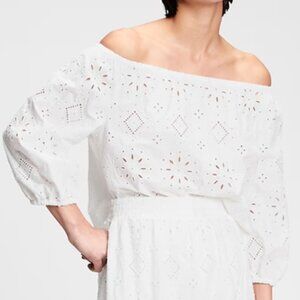 GAP Off-shoulder Eyelet Top